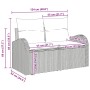 vidaXL Gartenmöbel Set, 7-teilig, schwarzes Poly Rattan, mit Maßangaben.