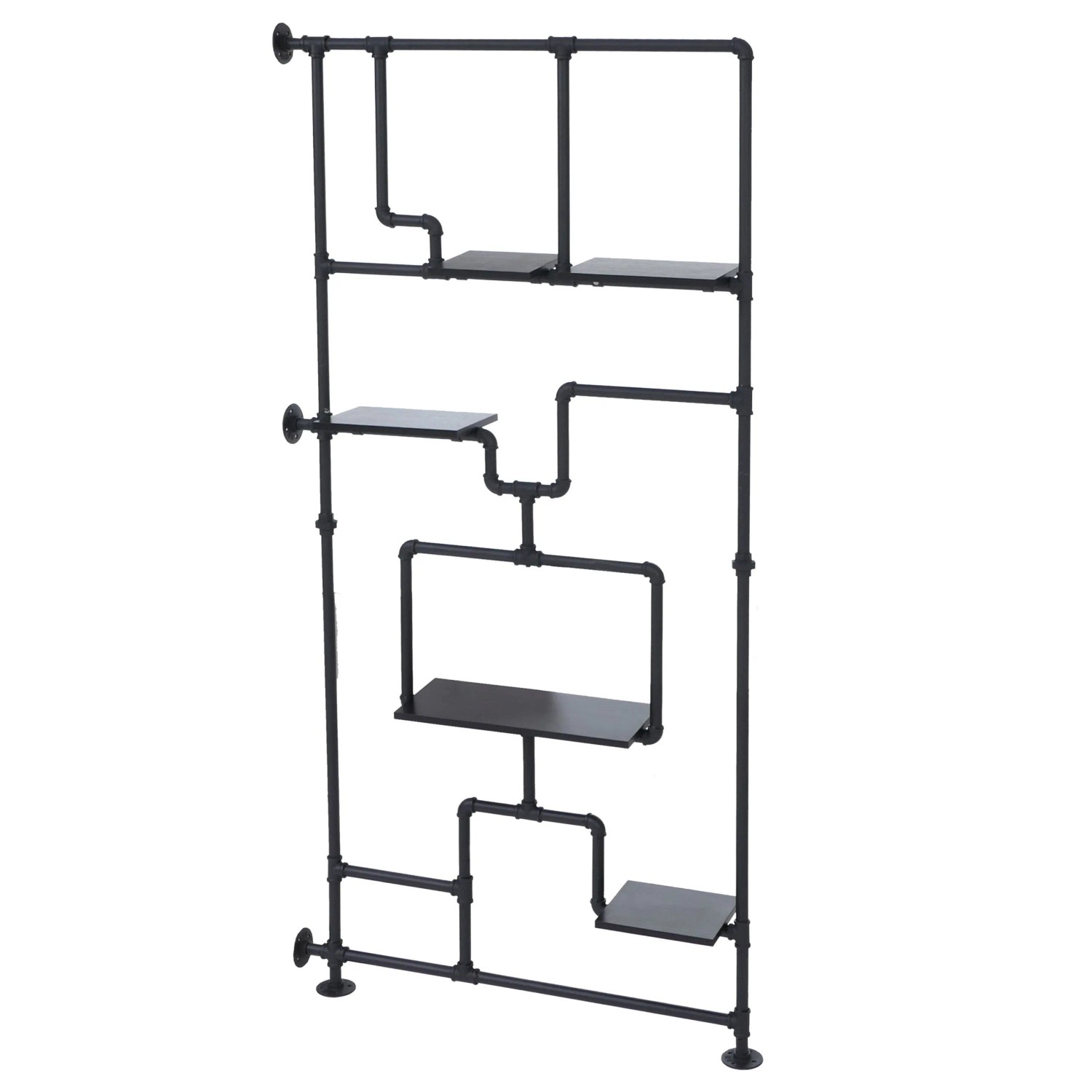 MCW Raumteiler Mit Regal P10 Industrial Metall Melamin 203x100x20cm Schwarz