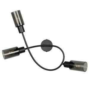 Schwarzer Reality Strahler Mars mit 3 Spots und rauchfarbenem Glas im Industrial Design.