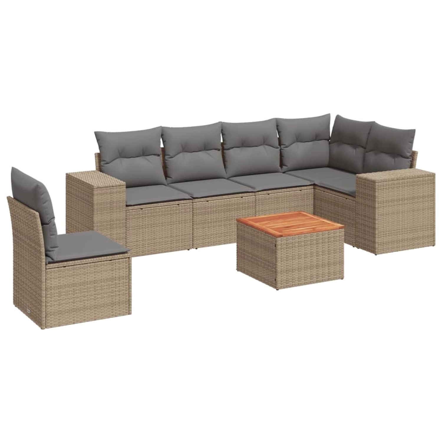 vidaXL 7-Tlg Garten-Sofagarnitur mit Kissen Beige Poly Rattan 3225471 günstig online kaufen
