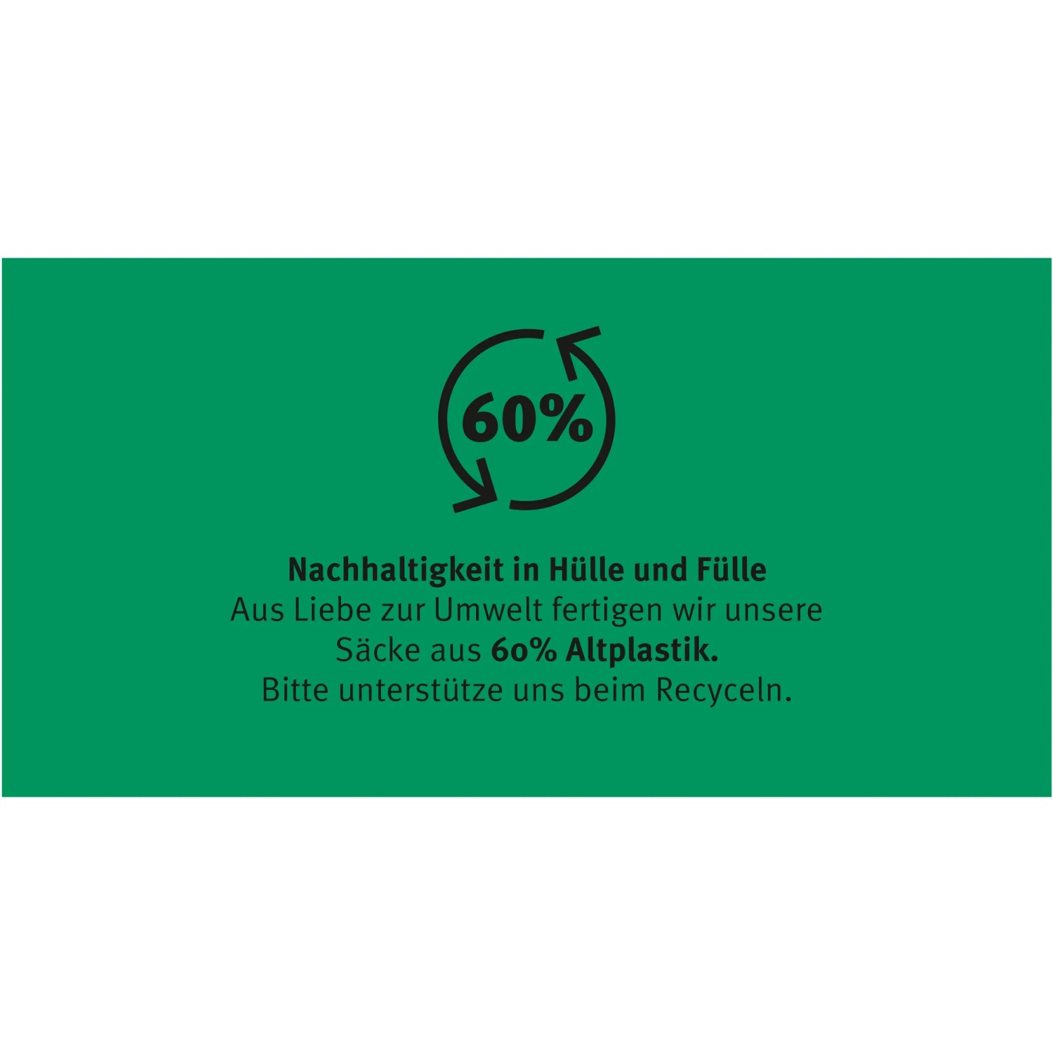 Verpackung des BIO Hornmehls aus 60% Recycling-Kunststoff.