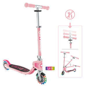 Globber Flow Foldable Junior Lights Roller 121mm ABEC9 Verstellbar Klappmechanismus LED-Leuchtrollen Pastellrosa