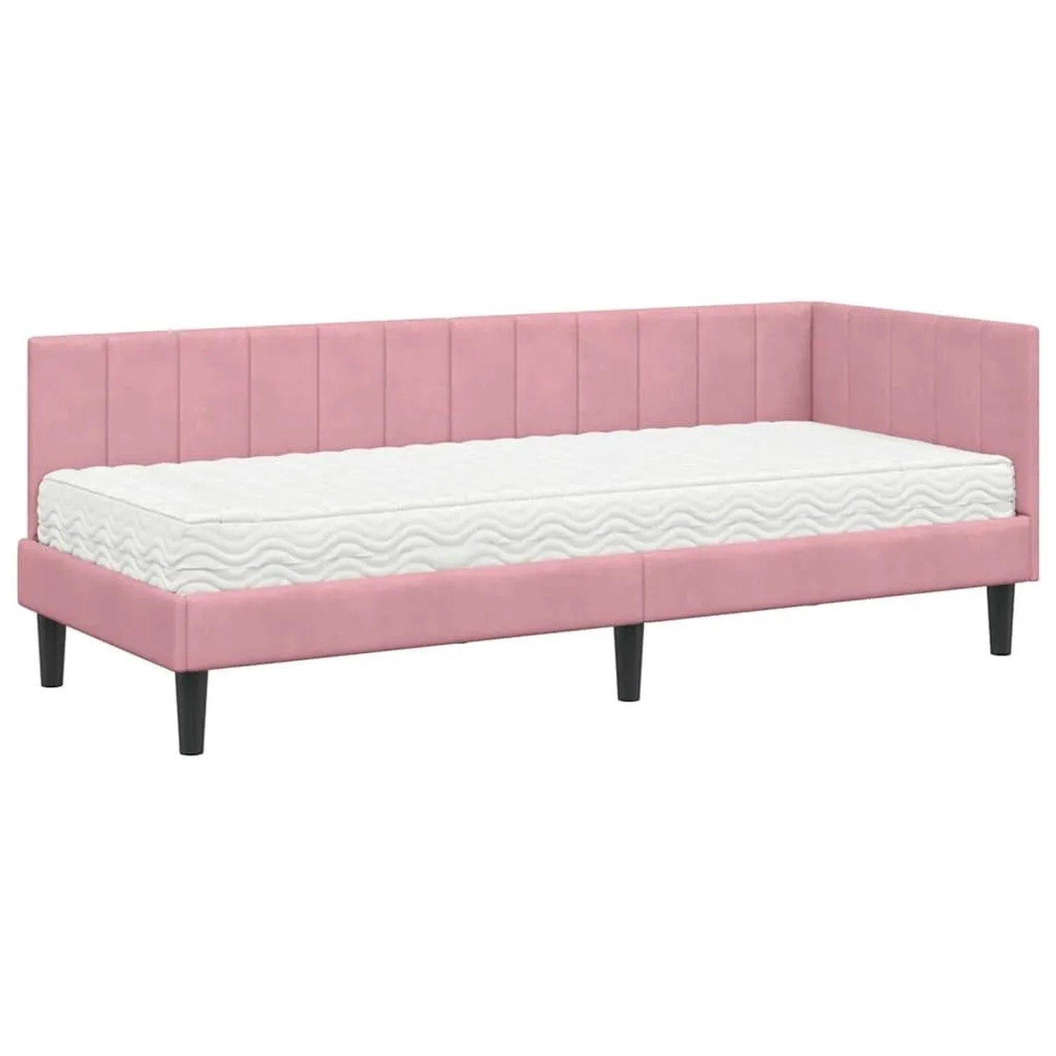 vidaXL Eckbettgestell mit Matratze mit Kopfteil Rosa 80 x 200 cm Samt 33938 günstig online kaufen