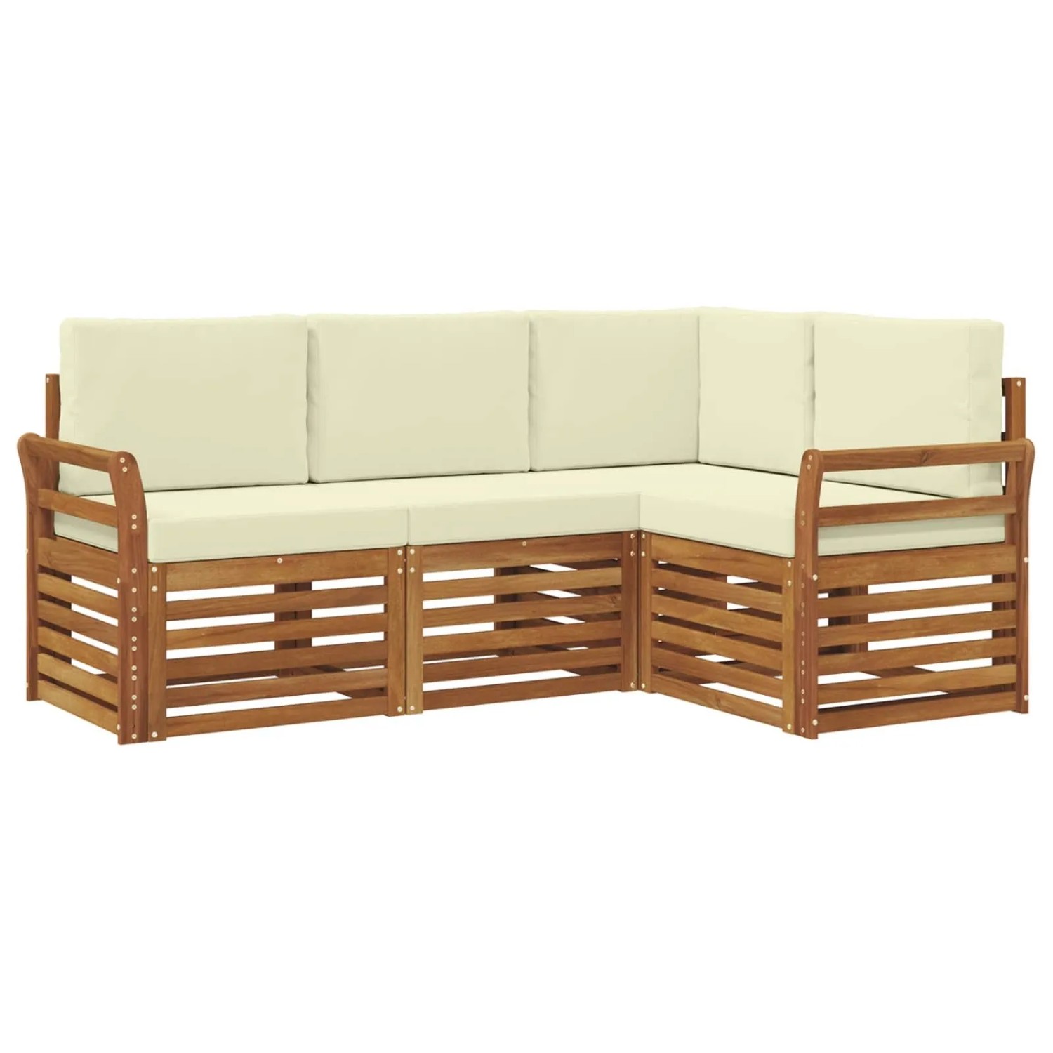 vidaXL Sofagarnituren 4 Tlg Natur und Creme Massivholz Akazie 3374730