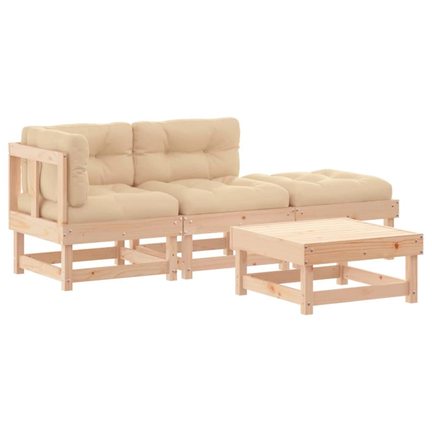 vidaXL 4-Tlg Garten-Lounge-Set mit Kissen Massivholz 3186011