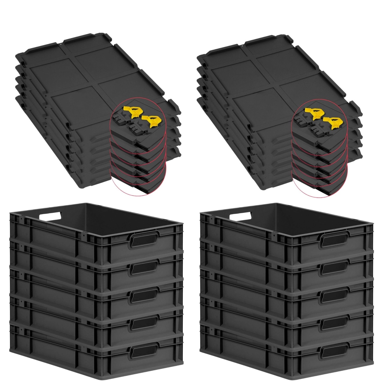 PROREGAL SuperSparSet 10x Eurobox Nextgen Grip Mit Scharnierdeckel Und Gelb günstig online kaufen
