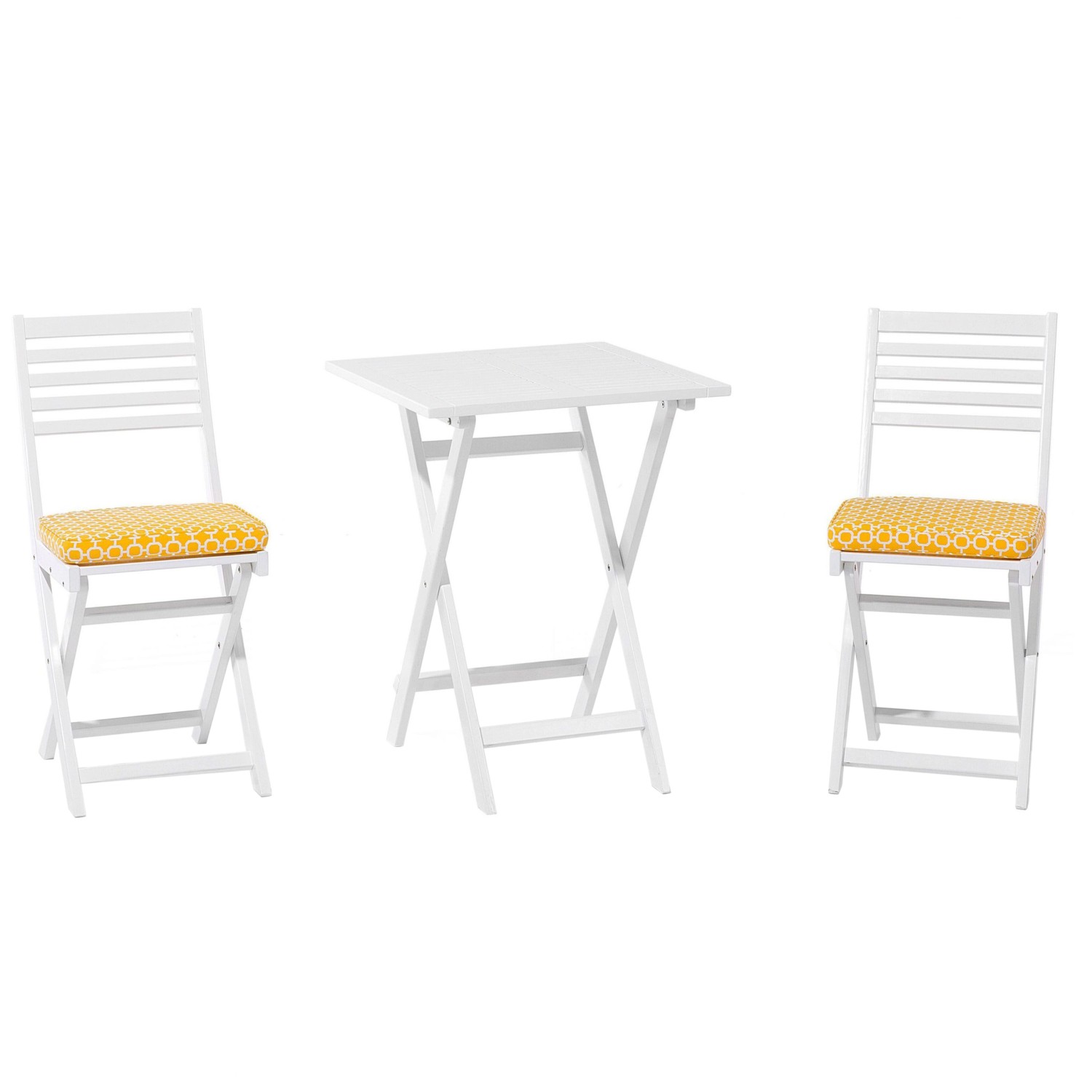 Beliani Bistro Set Weiss Gelb 60x60x84