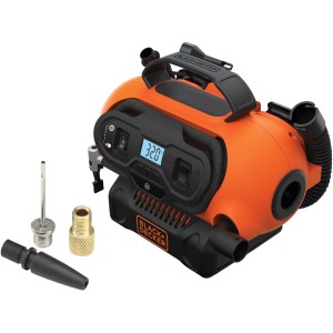 Black+Decker Luftpumpe BDCINF18N mit Zubehör. Kompressor mit digitalem Display und Tragegriff.