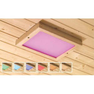 Karibu LED Farblichtanwendung (mittel) für Sauna & Infrarotkabine mit Holzrahmen und Fernbedienung.