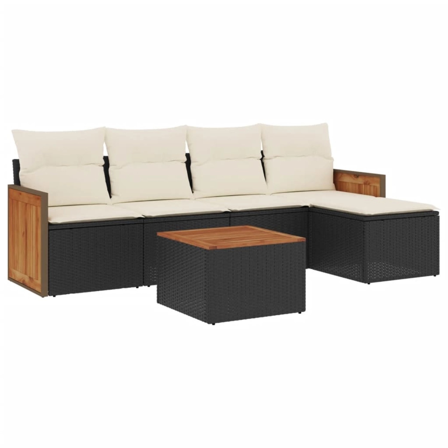 vidaXL 6-Tlg Garten-Sofagarnitur mit Kissen Schwarz Poly Rattan 3260005 günstig online kaufen
