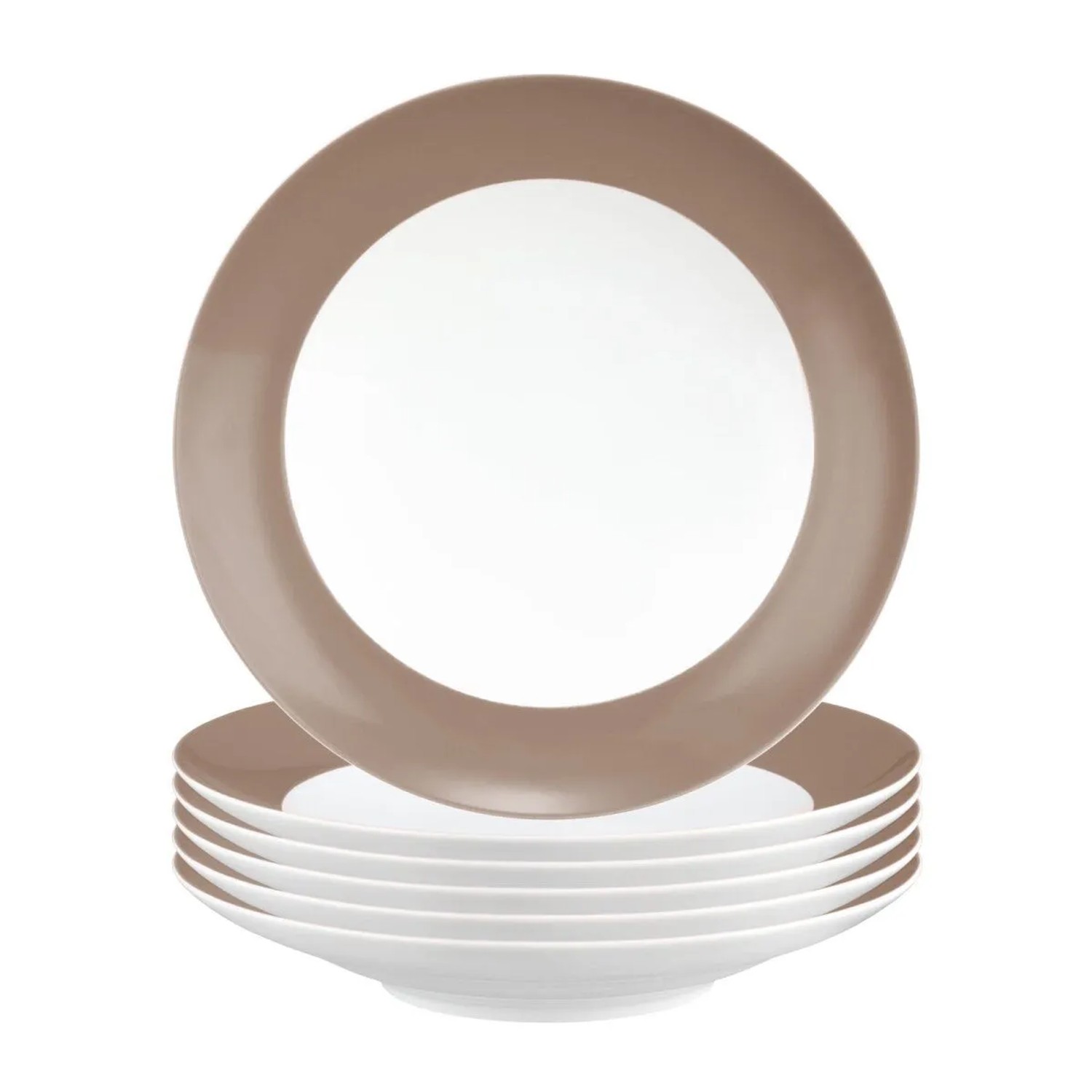 Seltmann Weiden Liberty Pure Colors Suppenteller 23,5 cm 6er Set Cocoa Brown