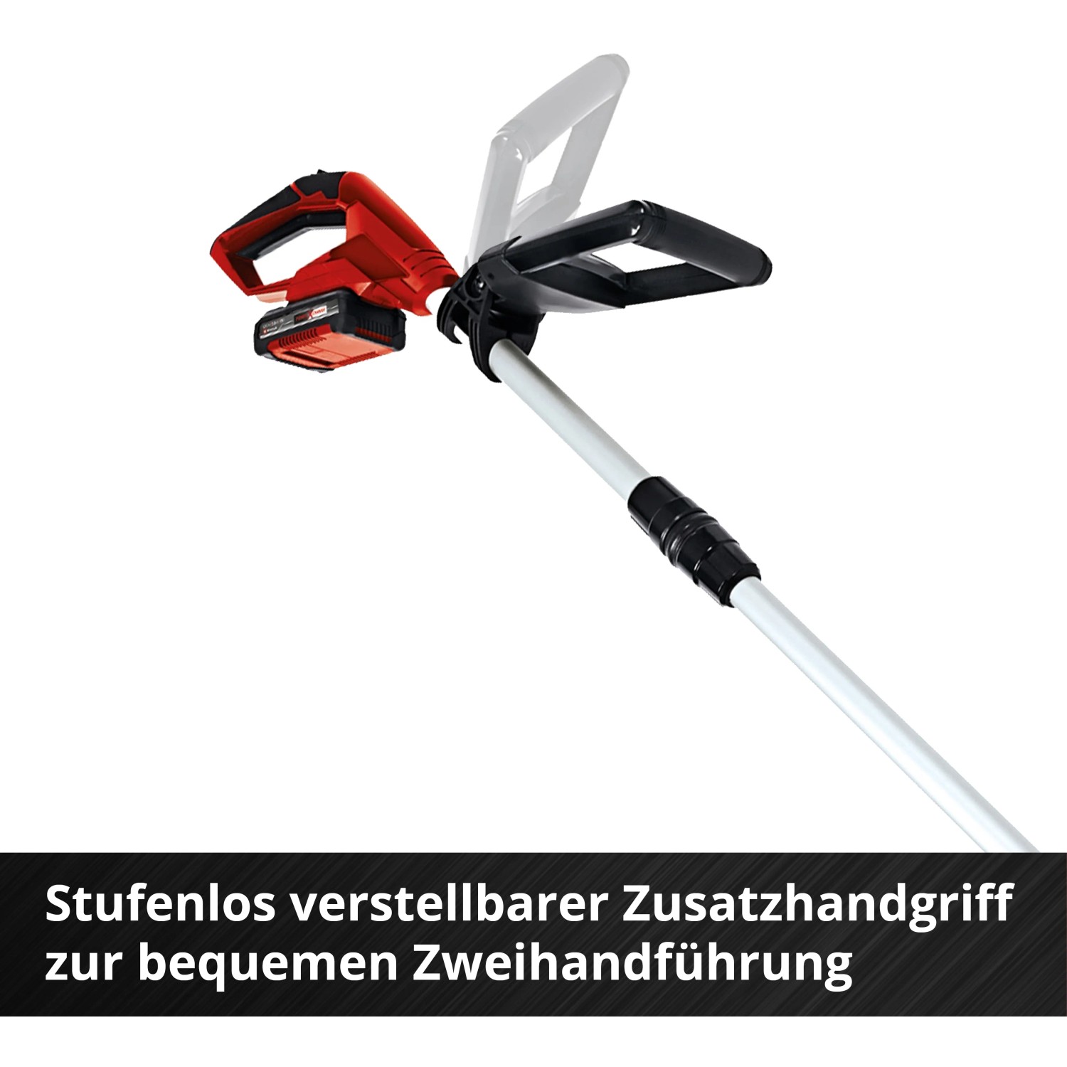 Einhell Akku-Rasentrimmer GE-CT 18 Li: Verstellbarer Zusatzhandgriff für komfortable Zweihandbedienung.