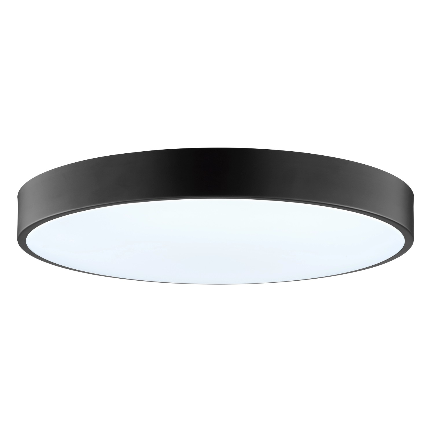 Runde, flache LED-Deckenleuchte Vadin in Schwarz-Weiß mit RGB-Funktion, Durchmesser 49 cm.