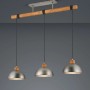 Vintage Trio Pendelleuchte Delhi, 3-flammig, Nickel antik, Holz und Metall. Deckenlampe für E27 Leuchtmittel.