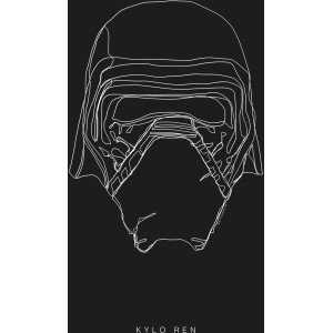 Komar Wandbild Star Wars Kylo, 40x50 cm, minimalistische Strichzeichnung auf Schwarz.