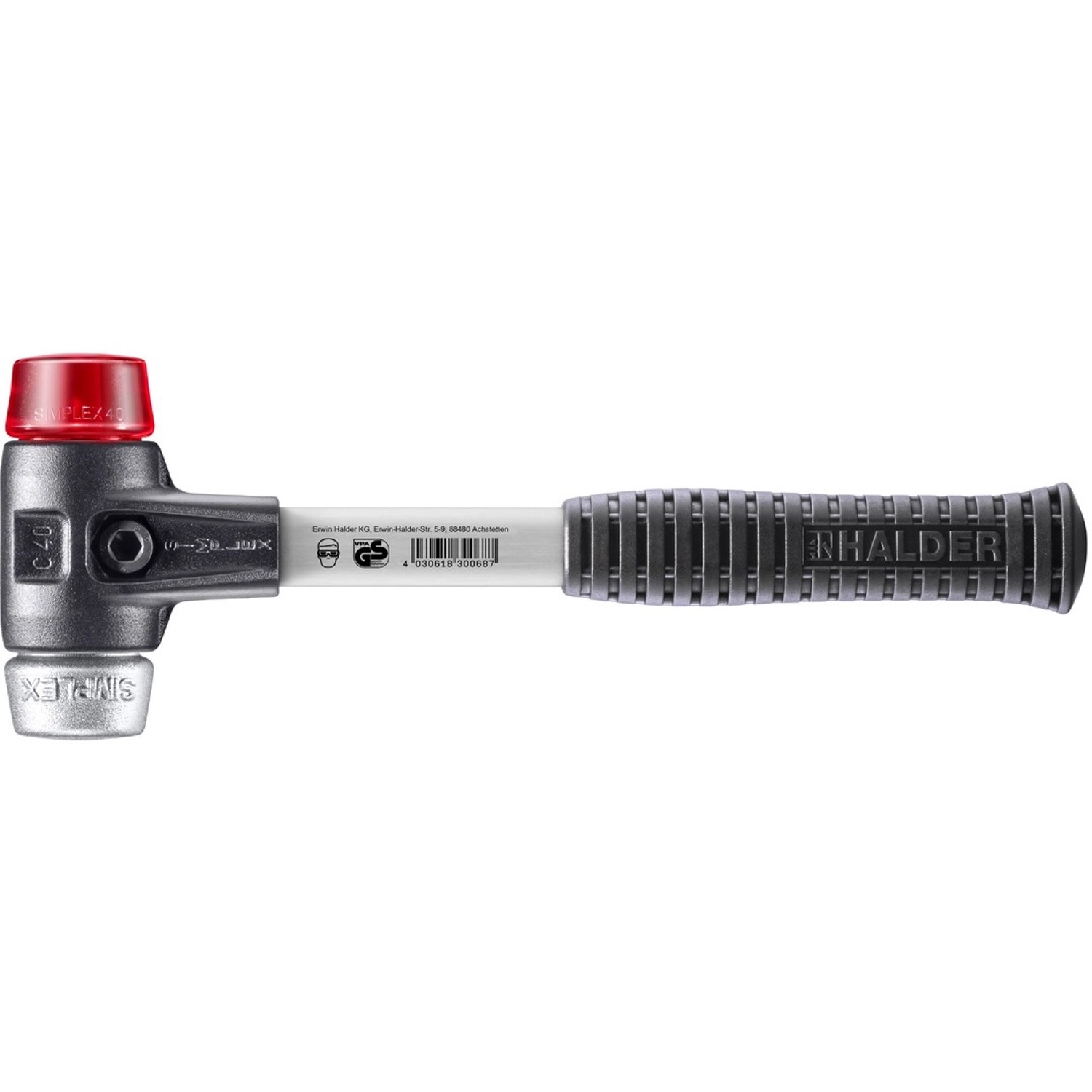 Halder Simplex Schonhammer Ø 40 mm Plastik Rot   Weichmetall mit Verstärkte günstig online kaufen