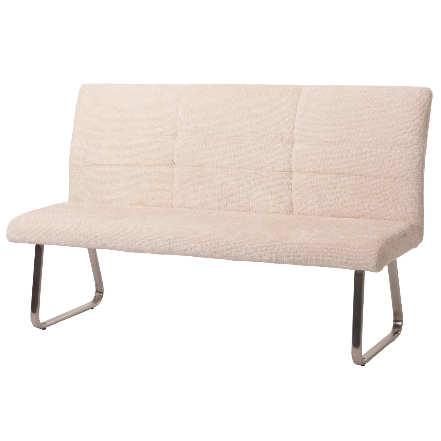MCW Sitzbank G55 Edelstahl Gebürstet Stoff/Textil Chenille Öko-Tex 160cm Creme