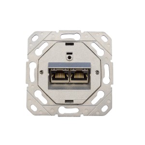 2-fach Datendose Cat 6 für Netzwerkanschluss, geeignet für beengte Bauräume.