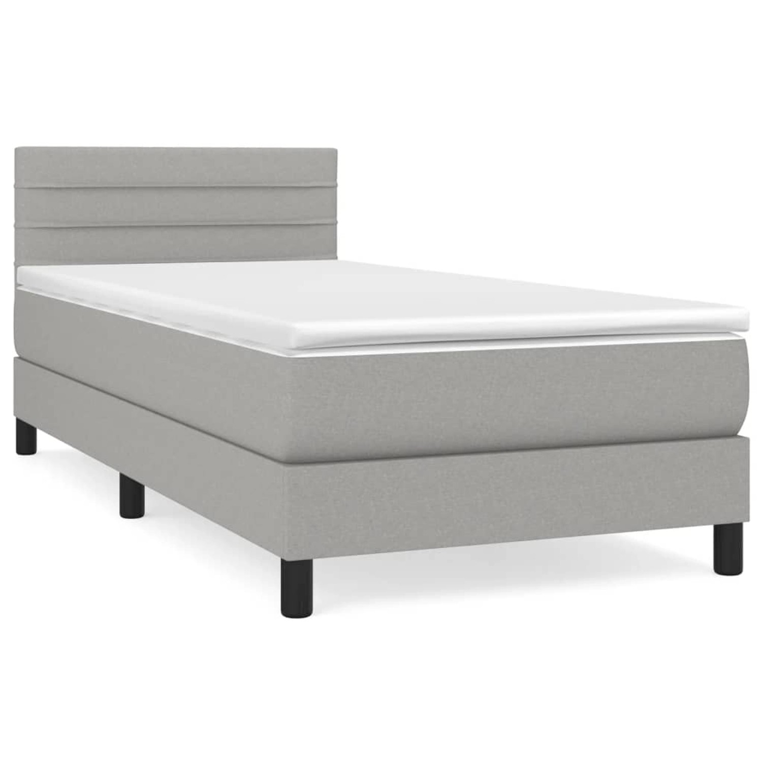 vidaXL Boxspringbett Boxspringbett mit Matratze Hellgrau 100x200 cm Stoff B günstig online kaufen