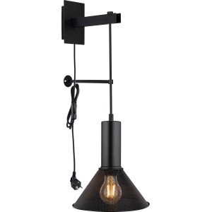 Schwarze Globo Wandleuchte Jedd, Ø 21 cm, mit Metallgeflecht und E27 Fassung.