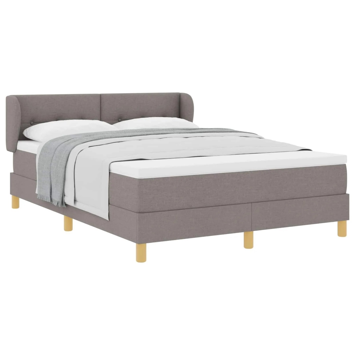vidaXL Boxspringbett mit Matratze Taupe 140 x 190 cm Stoff 3340210