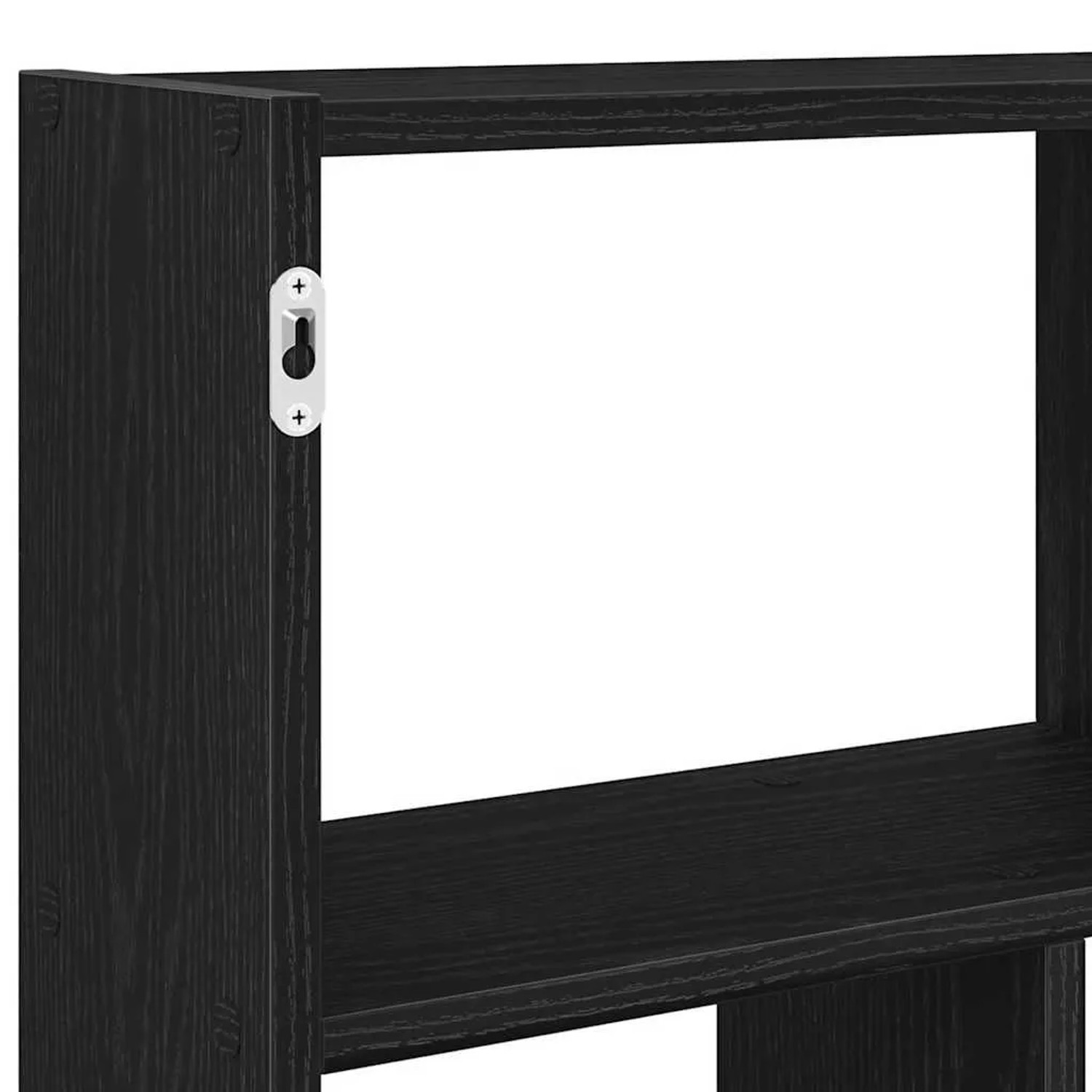 Detailaufnahme: Schwarzes vidaXL Würfelregal mit 12 Fächern und Wandhalterung.