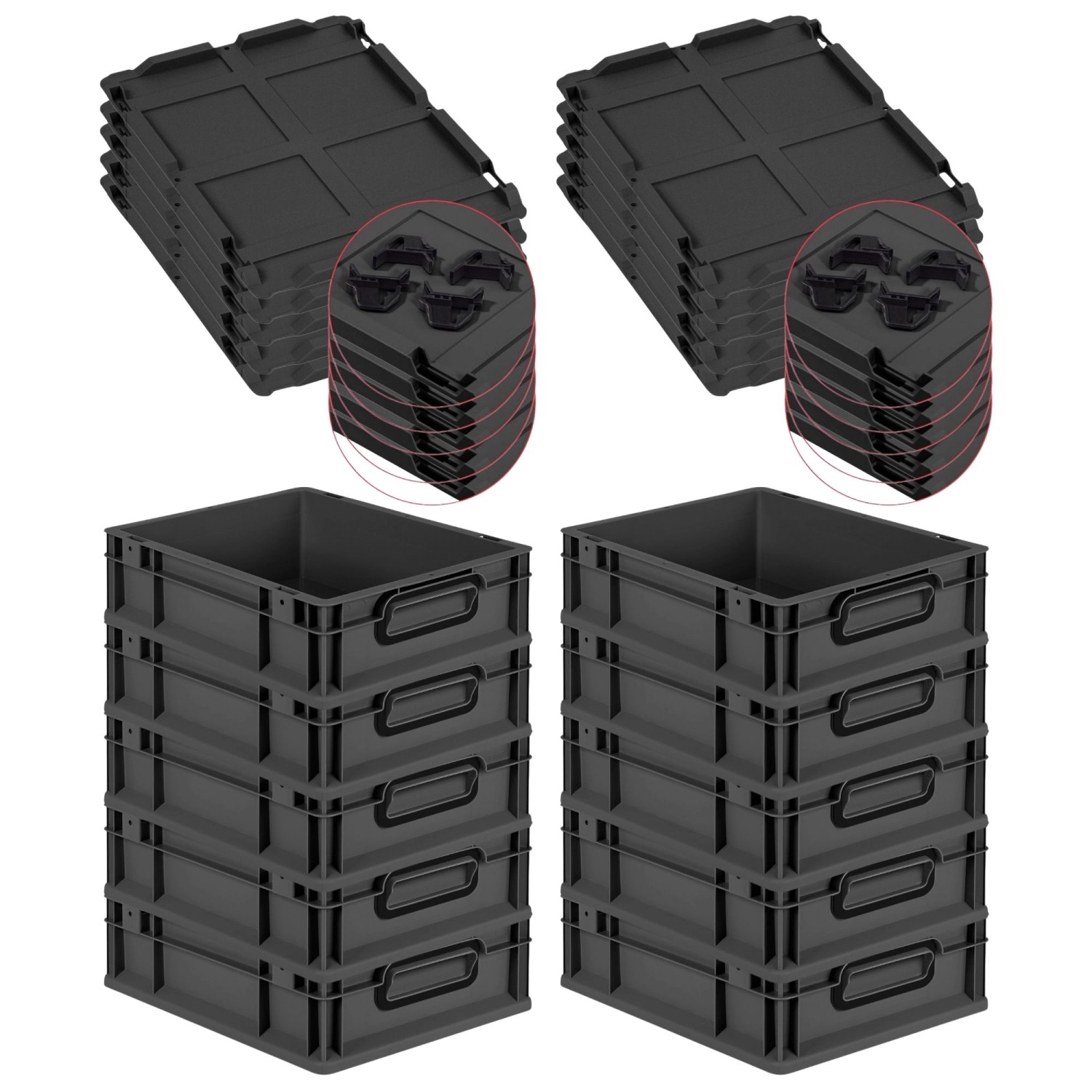 PROREGAL SparSet 10x Eurobox Nextgen Color Mit Auflagedeckel HxBxT 12x30x40 günstig online kaufen