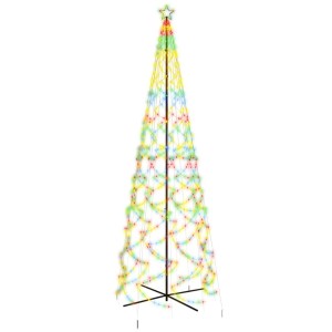 Mehrfarbiger LED-Weihnachtsbaum in Kegelform, 500 cm hoch, mit 1400 LEDs und Sternspitze.