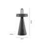 Schwarze LED-Akku-Tischleuchte Alwa (28,9 cm) für Innen & Außen. Dekoleuchte mit Touchdimmer und USB-Ladekabel.
