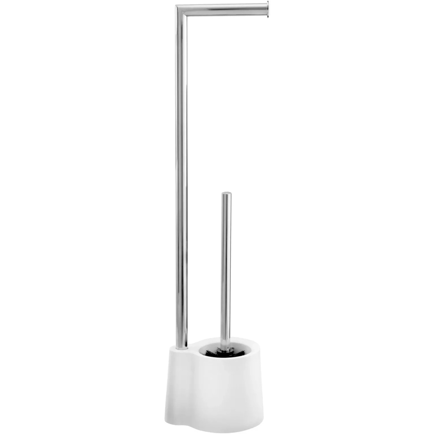 Wenko Stand WC-Garnitur Avola Weiß mit Toilettenpapierhalter und Bürste.