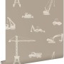 ESTAhome Vliestapete mit Fahrzeugen in Taupe, 50x900cm, für Kinderzimmer.