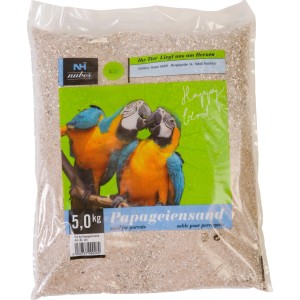 5 kg Papageiensand, Vogelsand für Papageien und Großsittiche im transparenten Sack.