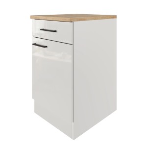 Flex-Well Unterschrank Lund, 50 cm, lichtgrau/rauchgrau, mit Schublade und Tür.