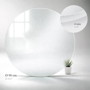 Runde, blickdichte Tulup Glasplatte (Ø 90cm) für Tische, Milchglas-Optik.