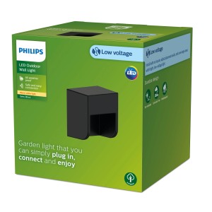 Philips Grits Außenwandleuchte Niedervolt Erweiterung in Anthrazit, Verpackung.