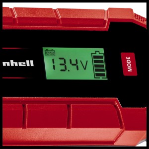 Einhell CE-BC 4 M Batterieladegerät mit LCD-Anzeige von Spannung und Ladezustand.