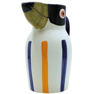 Dekohelden24 XL Dekovase Vasenkopf Papageivase Blumenvase Vase mit Papagei Dekor aus Keramik in Bunt L/B/H 19 x 11 x 20 cm