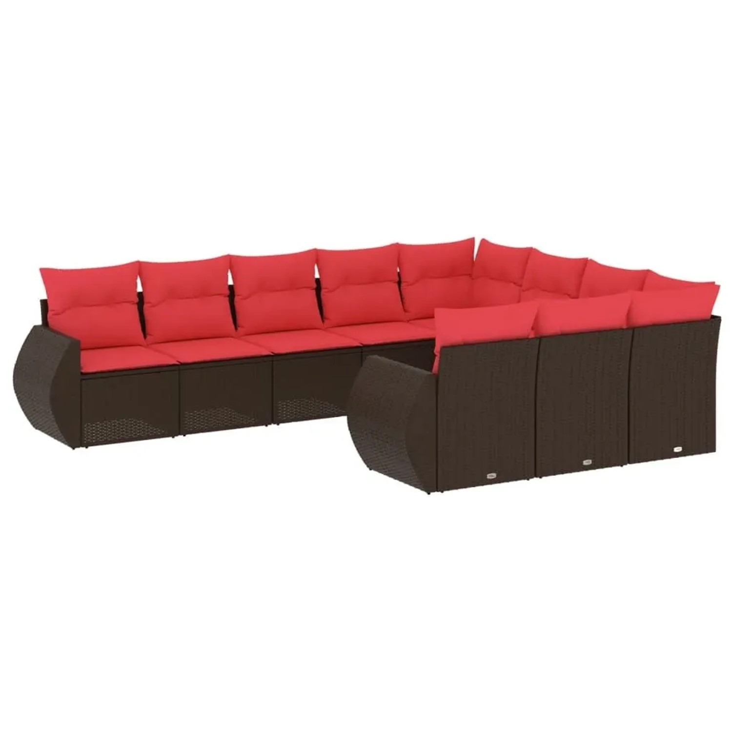 vidaXL 10-Tlg Gartensofa-Set mit Kissen Braun Polyrattan 3221893