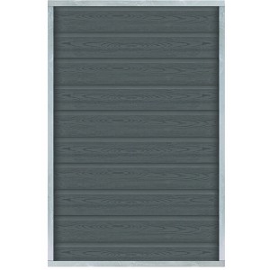 Sichtschutzzaun Artura WPC in Schiefergrau, 90x135cm, mit Stahlrahmen und Holzstruktur.