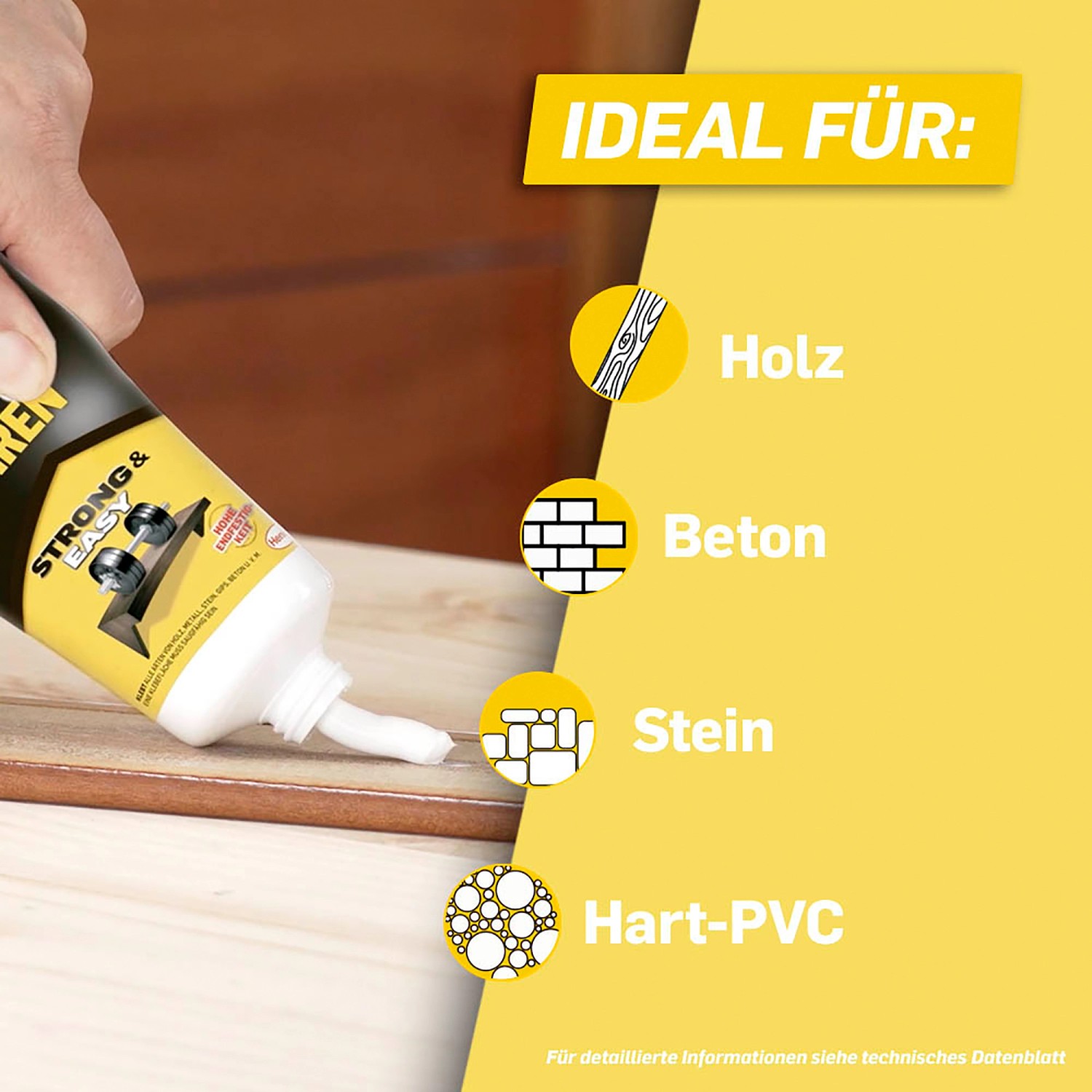 Pattex Montagekleber Tube, weiß, für Holz, Beton, Stein und PVC. Kleben statt Bohren.