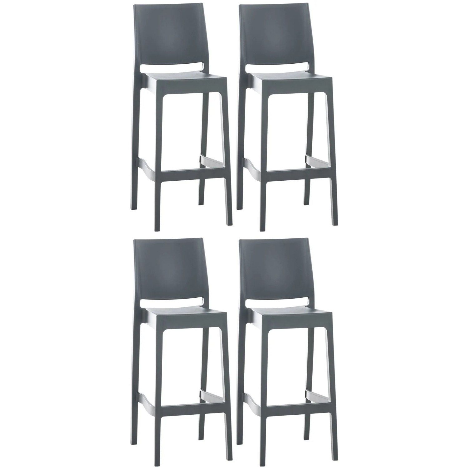 CLP 4er Set Barhocker Maya Kunststoff Dunkelgrau