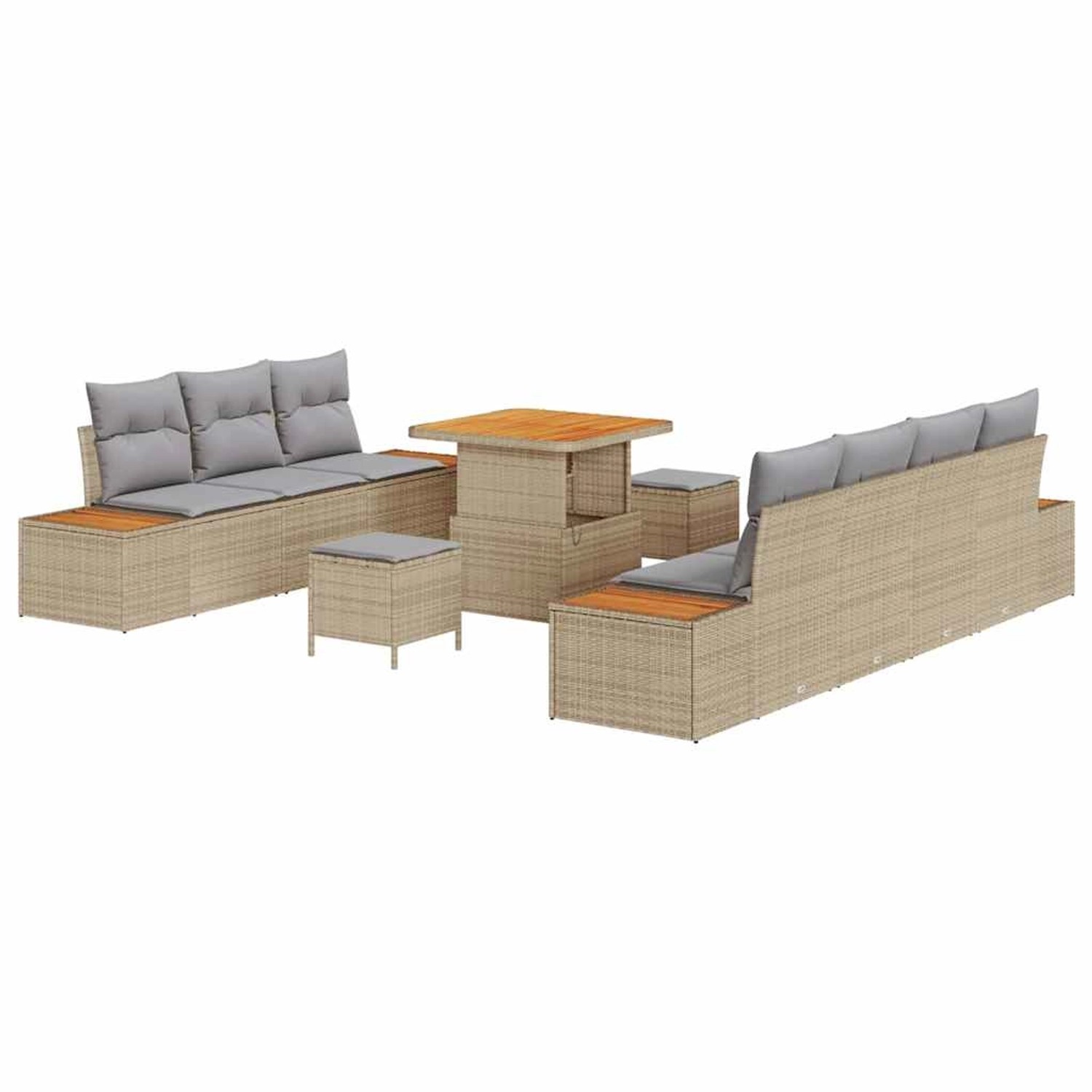 vidaXL Garten-Sofa-Set mit Kissen 10-Tlg Beige Poly Rattan 3362877 günstig online kaufen
