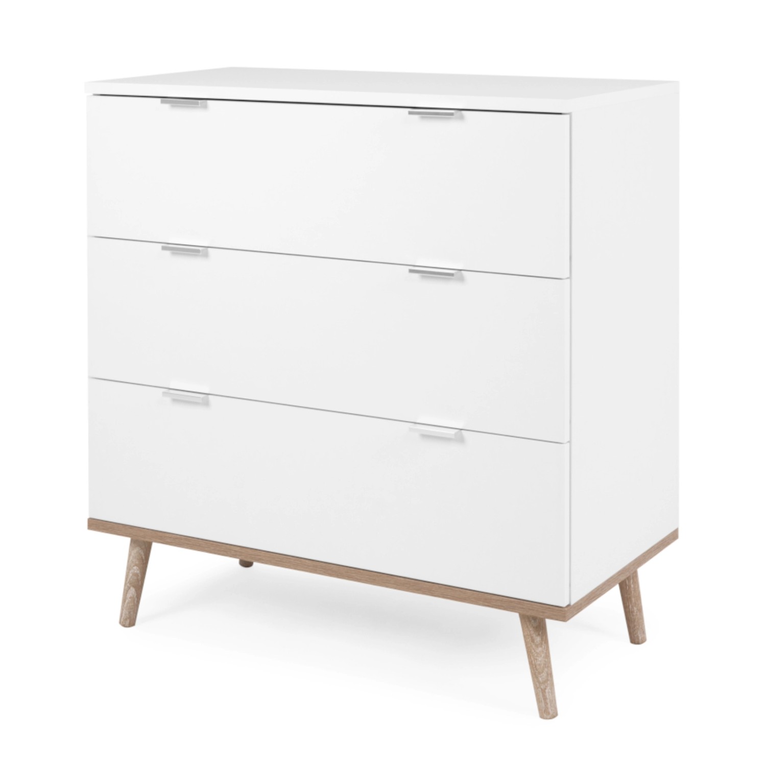 Furn.Design Kommode Weiß Matt Eiche 80 cm 3 Schubkästen Skandinavisch Lundb günstig online kaufen