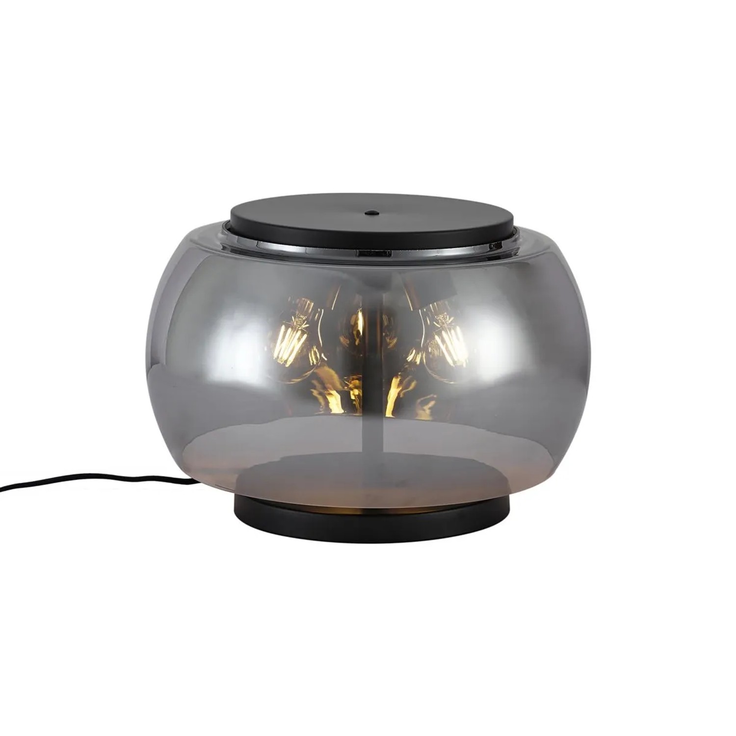 QAZQA Design-Tischleuchte Schwarz mit Rauchglas 3-flammig Bino