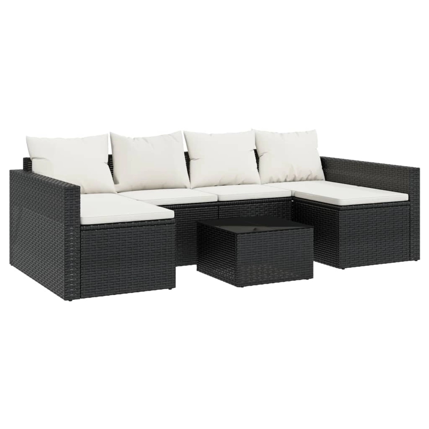 vidaXL 2-Tlg Garten-Lounge-Set mit Kissen Schwarz Poly Rattan 362343