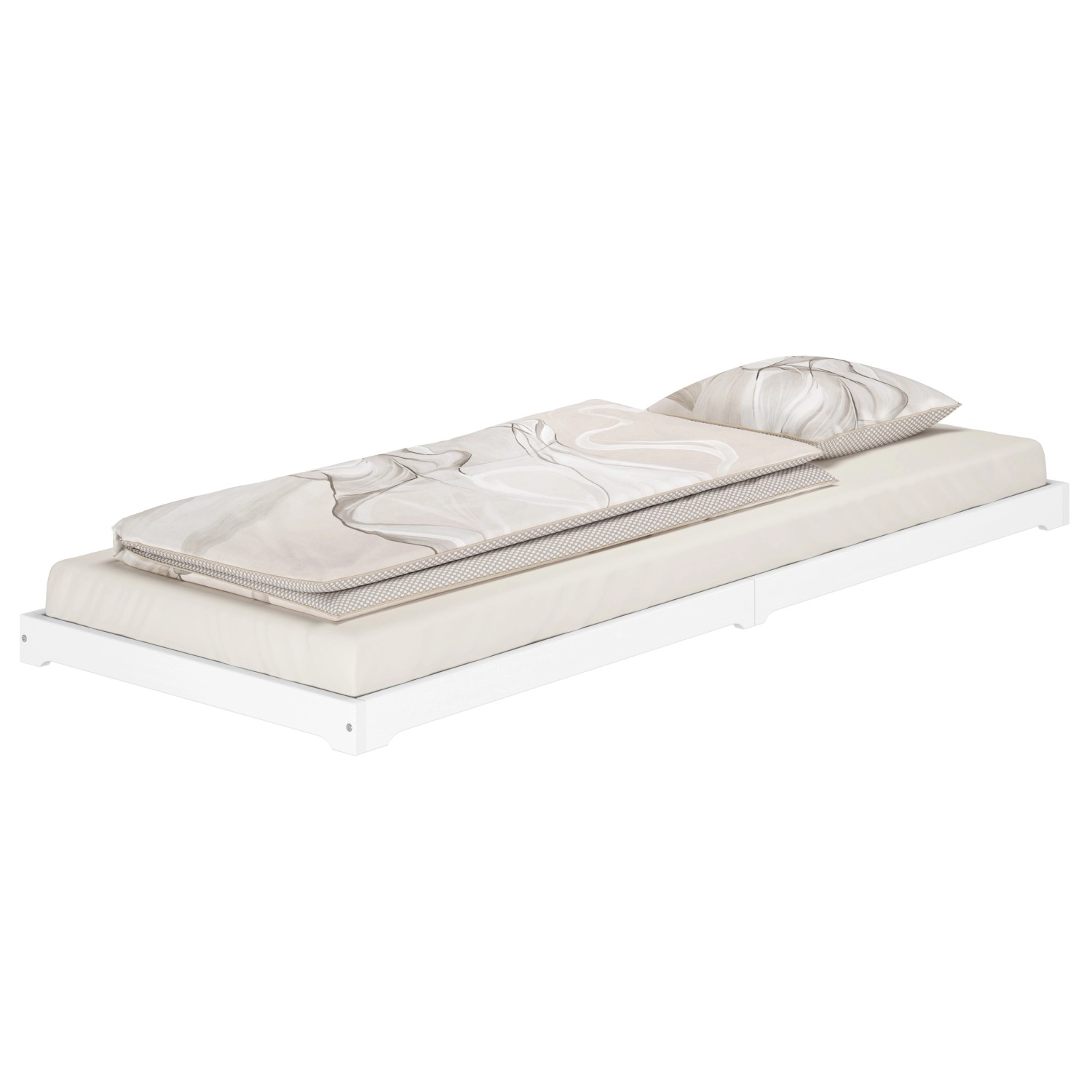 Erst-Holz Niedriges Einzelbett Kiefer Weiß Massivholz 90 x 200 Holzbett Mod günstig online kaufen