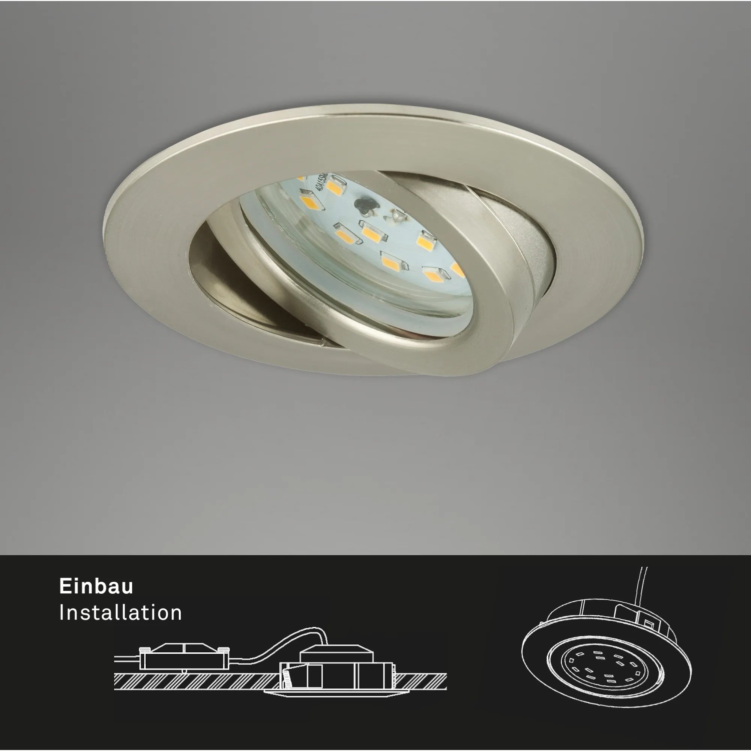 Briloner LED-Einbaustrahler Attach Dim 3er Set, Nickel matt, Ø 8,2 cm.