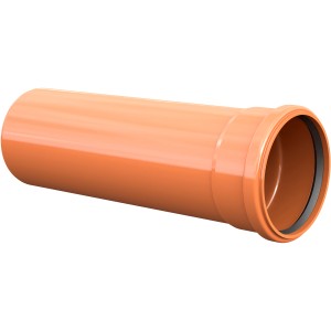 Orangefarbenes KG Rohr DN 20 cm, 50 cm lang, aus Kunststoff mit Steckmuffe.