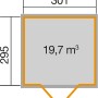 Grundriss weka Gartenhaus 218 Gr.4: 301x295cm, 19,7 m³ Volumen.