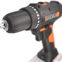 Worx 20V Akku-Bohrschrauber WX100.9 Solo, Nahaufnahme des Bohrfutters.